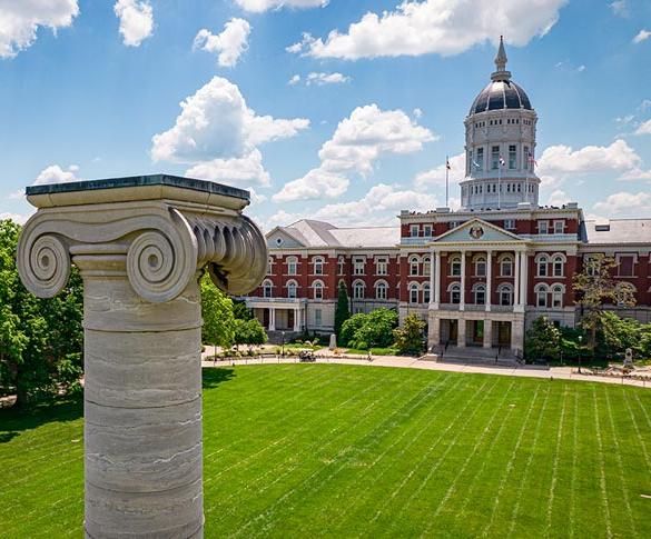 Jesse Hall and one of the Columns